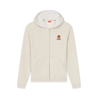 KENZO 'BOKE FLOWER' Crest Hoodie Zip Up Sweat "Pale Grey"