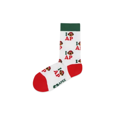 A BATHING APE APEE Jacquard Graphic Socks #10 "White"