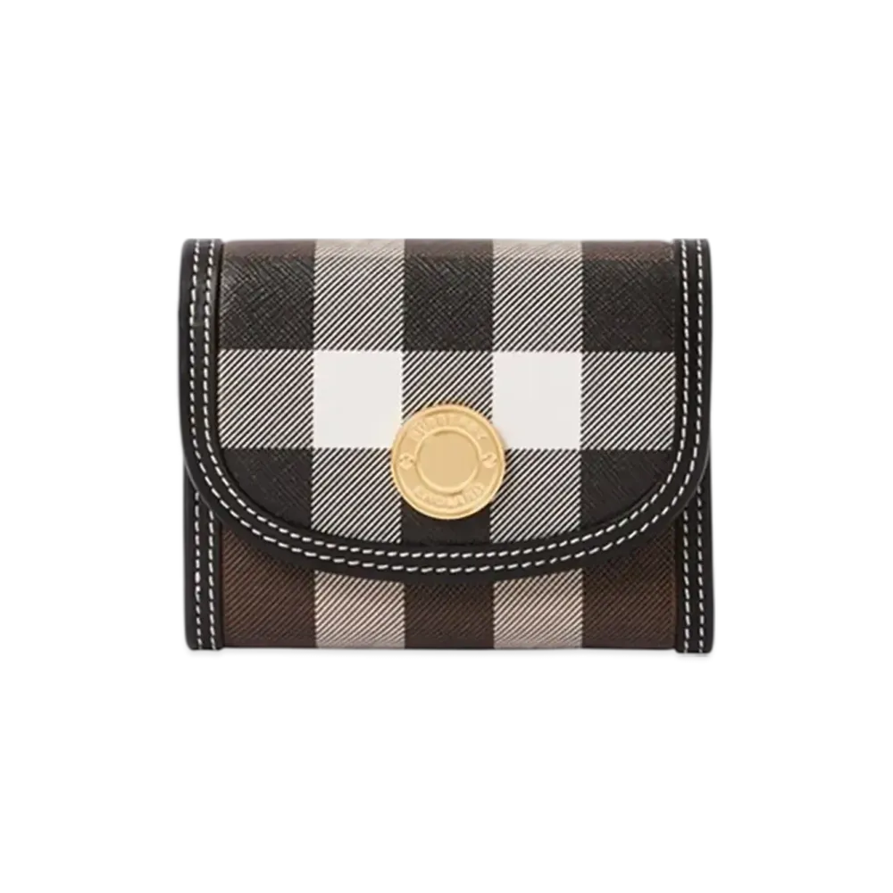 Burberry Small Check Folding Wallet "Dark Birch Brown"