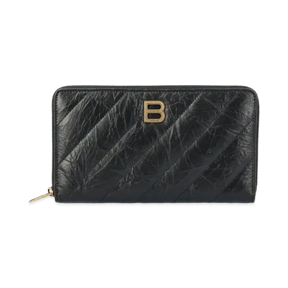 BALENCIAGA Crush Continental Wallet Quilted "Black"