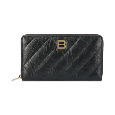BALENCIAGA Crush Continental Wallet Quilted "Black"