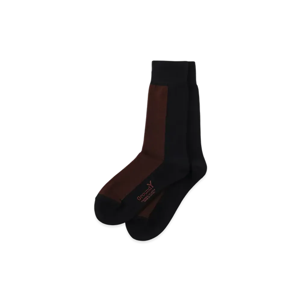 Ground Y Front And Back Two Color Socks "Black/Brown"
