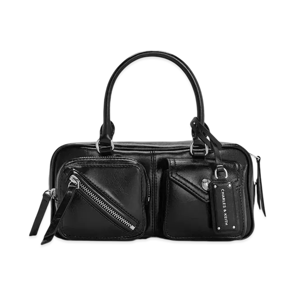 CHARLES & KEITH Toller Multi-Pocket Bowling Bag "Noir"