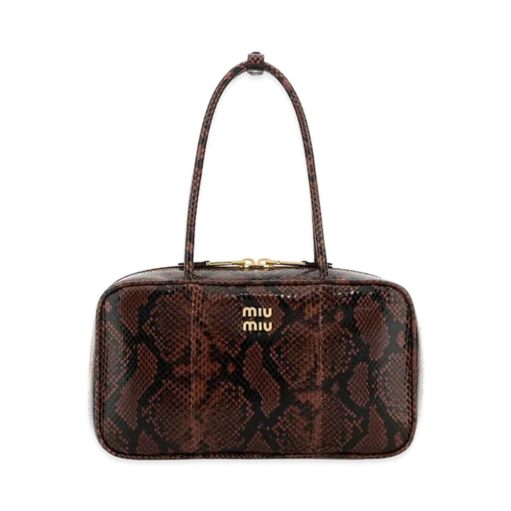 MIU MIU Women's Printed Leather Beau Shoulder Bag "Brown"