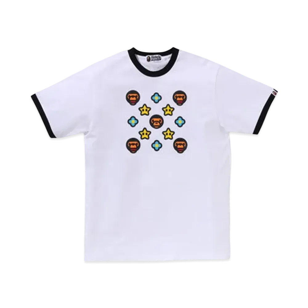 A BATHING APE Baby Milo Ringer Tee #2 "White/Black"