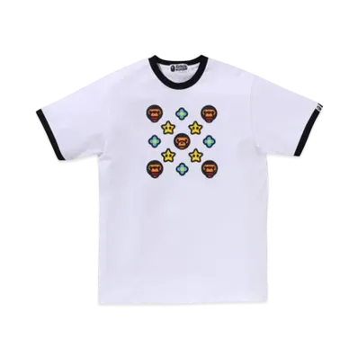 A BATHING APE Baby Milo Ringer Tee #2 "White/Black"