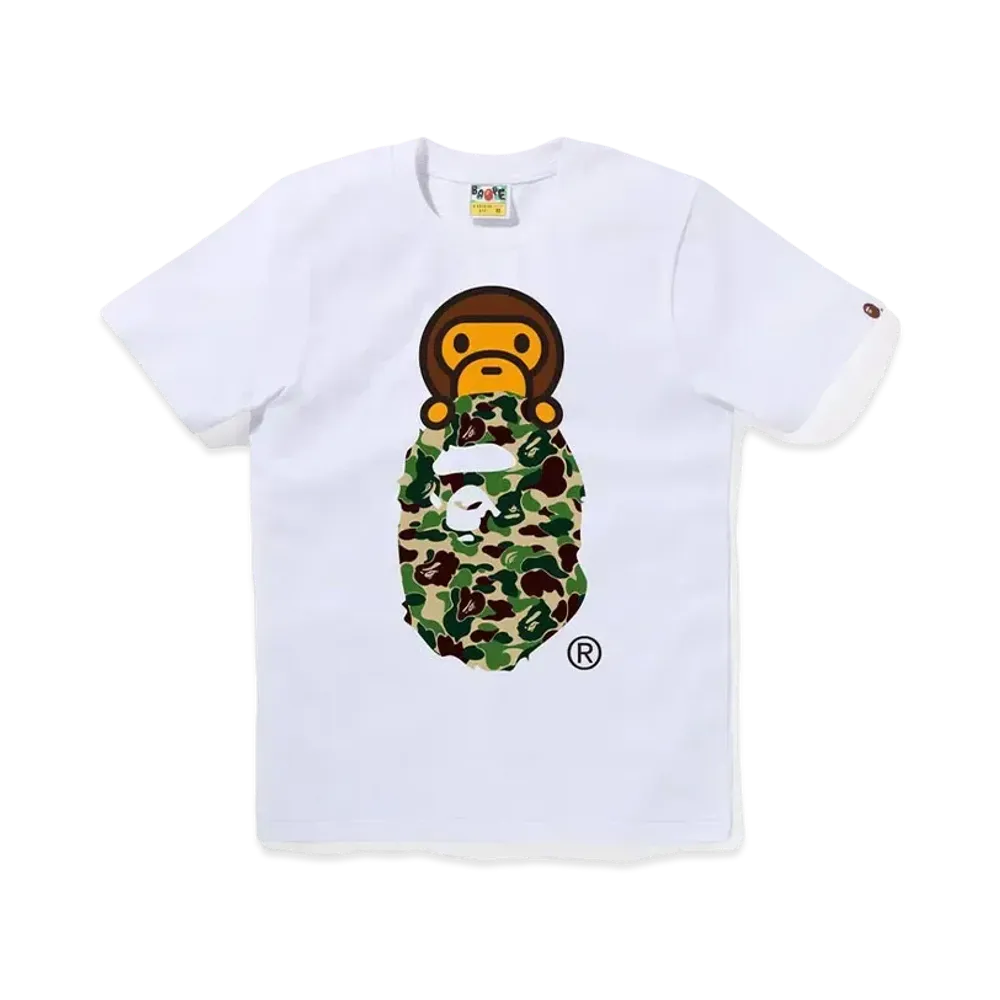 A BATHING APE ABC Camo Milo On Ape Head Tee "White/Green"