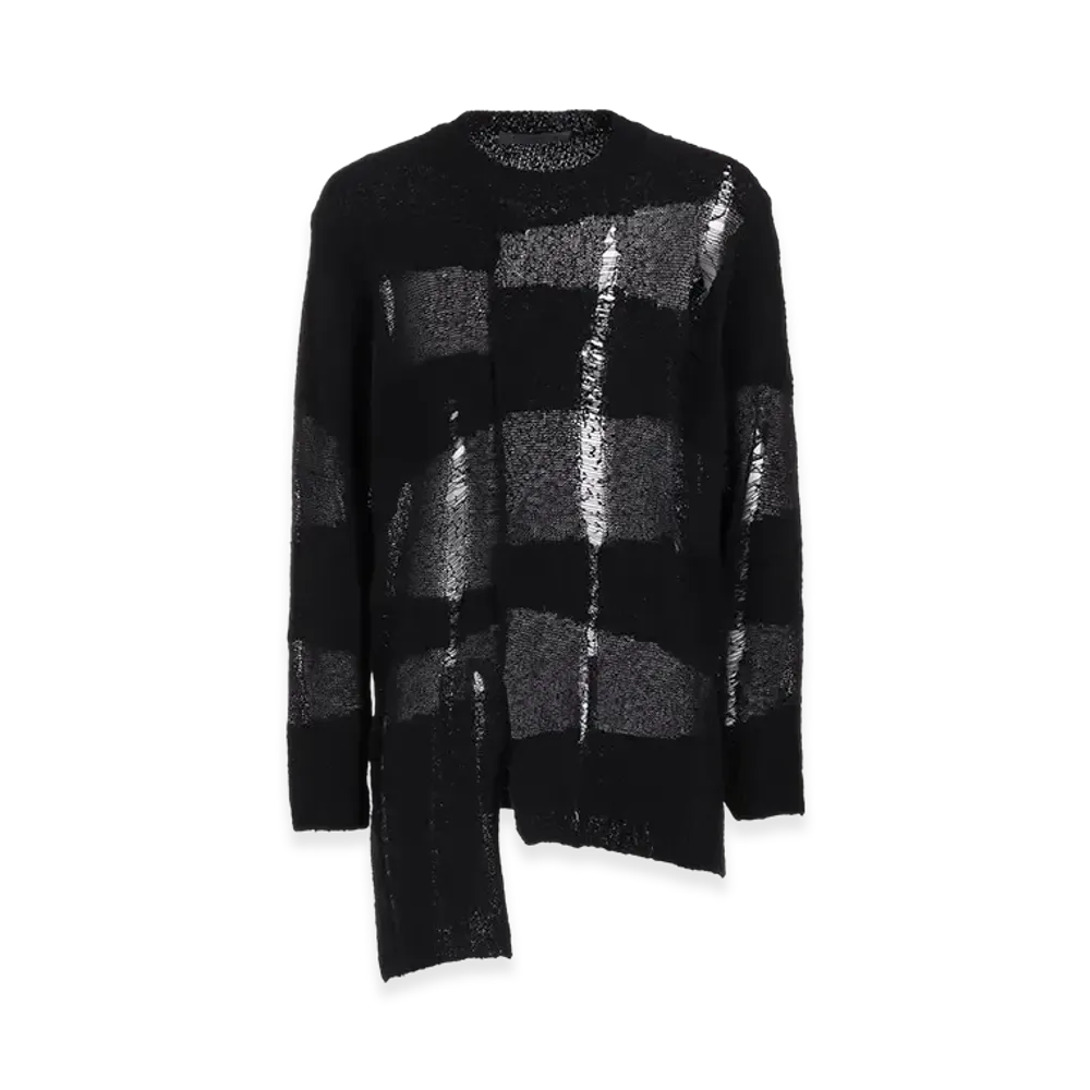 Yohji Yamamoto POUR HOMME 5G Random Damage Processed Pullover "Black"