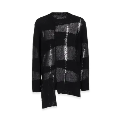 Yohji Yamamoto POUR HOMME 5G Random Damage Processed Pullover "Black"