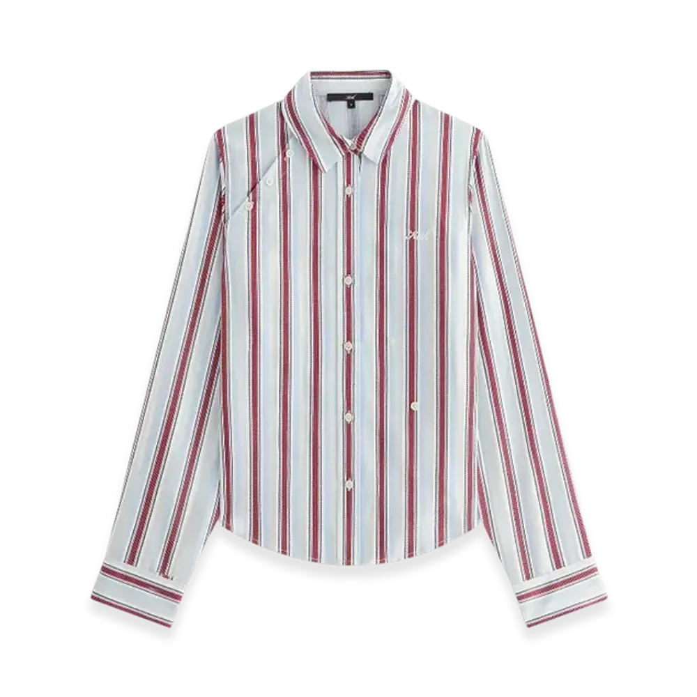 Kith Women's Sidney Stripe Asymmetrical Shirt "Tin"