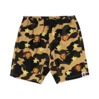 A BATHING APE 1st Camo Baby Milo Sta Embroidery Climbing Shorts "Yellow"