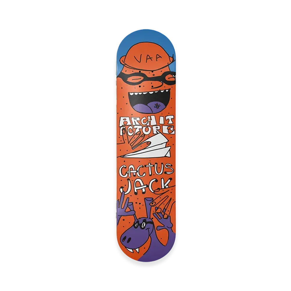 Travis Scott Cactus Jack x Virgil Abloh Archive x Architecture Paper Plane Skate Deck "Orange/purple"