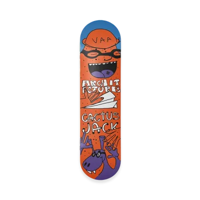 Travis Scott Cactus Jack x Virgil Abloh Archive x Architecture Paper Plane Skate Deck "Orange/purple"