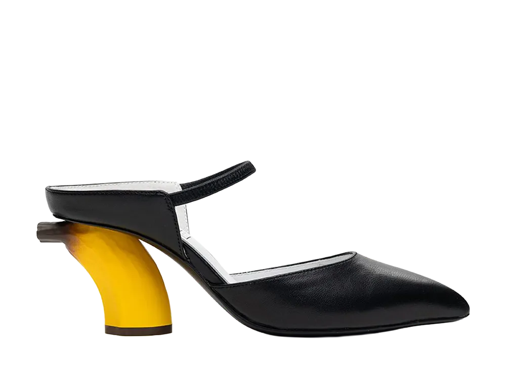 Maison MIHARA YASUHIRO Women's Banana Heel Mules "Black"