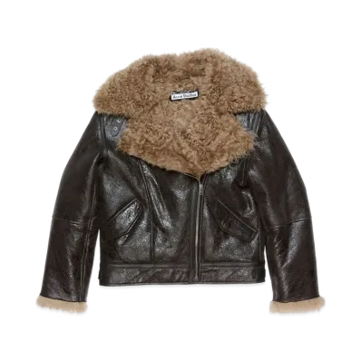 Acne Studios Leather Shearling Jacket "Dark Grey"