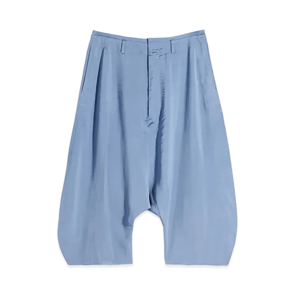 LEMAIRE Women's Poly-Viscose Twill Creased Drop Crotch Bermuda Pants "Horizon"