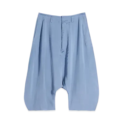 LEMAIRE Women's Poly-Viscose Twill Creased Drop Crotch Bermuda Pants "Horizon"