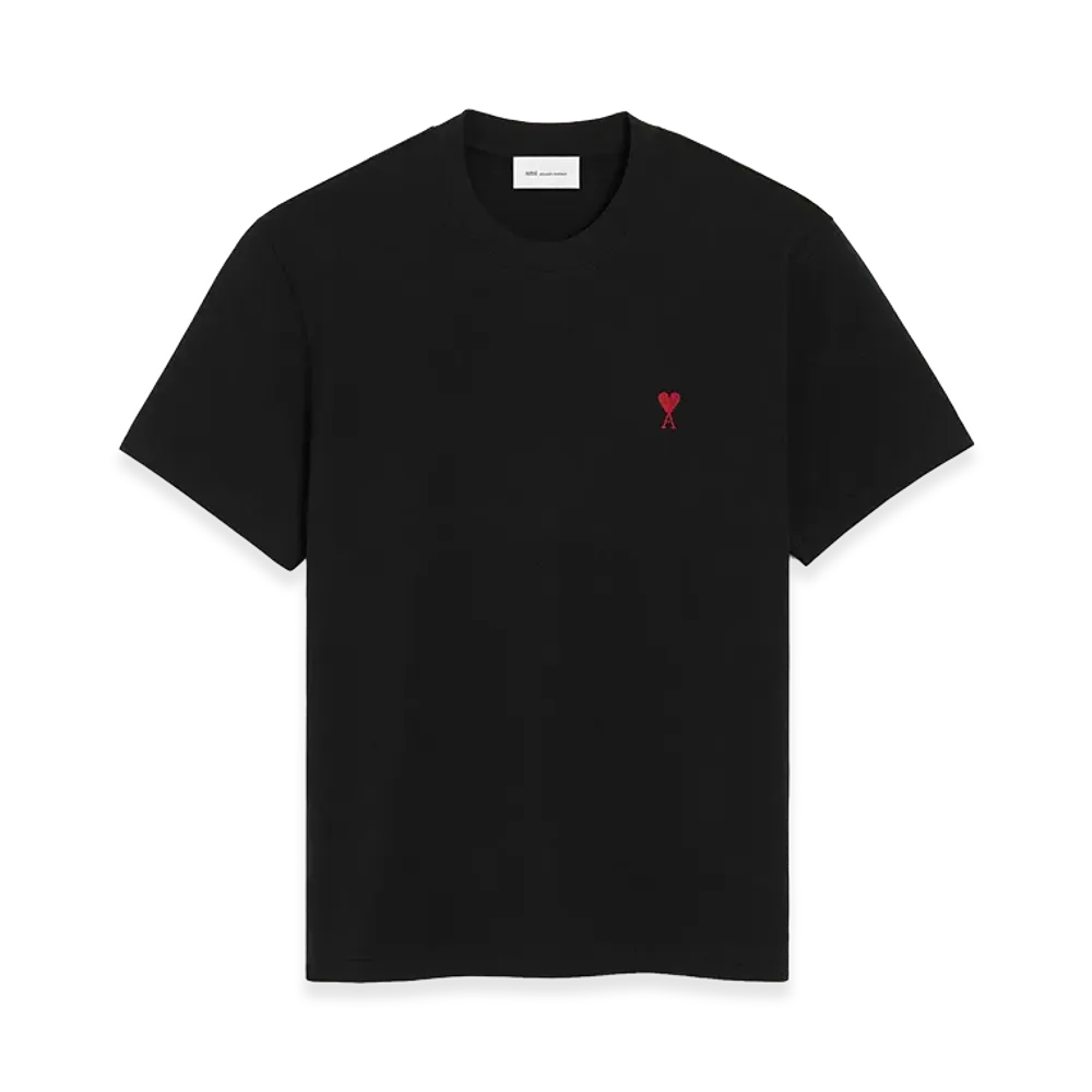 AMI PARIS Organic Cotton Jersey Ami de Coeur T-Shirt "Black"