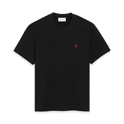 AMI PARIS Organic Cotton Jersey Ami de Coeur T-Shirt "Black"