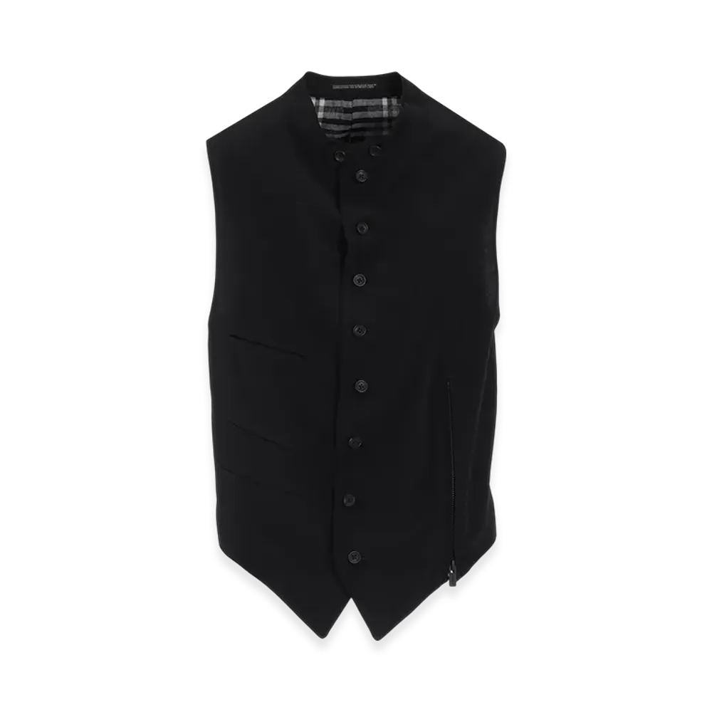 Yohji Yamamoto POUR HOMME 12M Silk Decine Left Zip Detail Vest "Black"