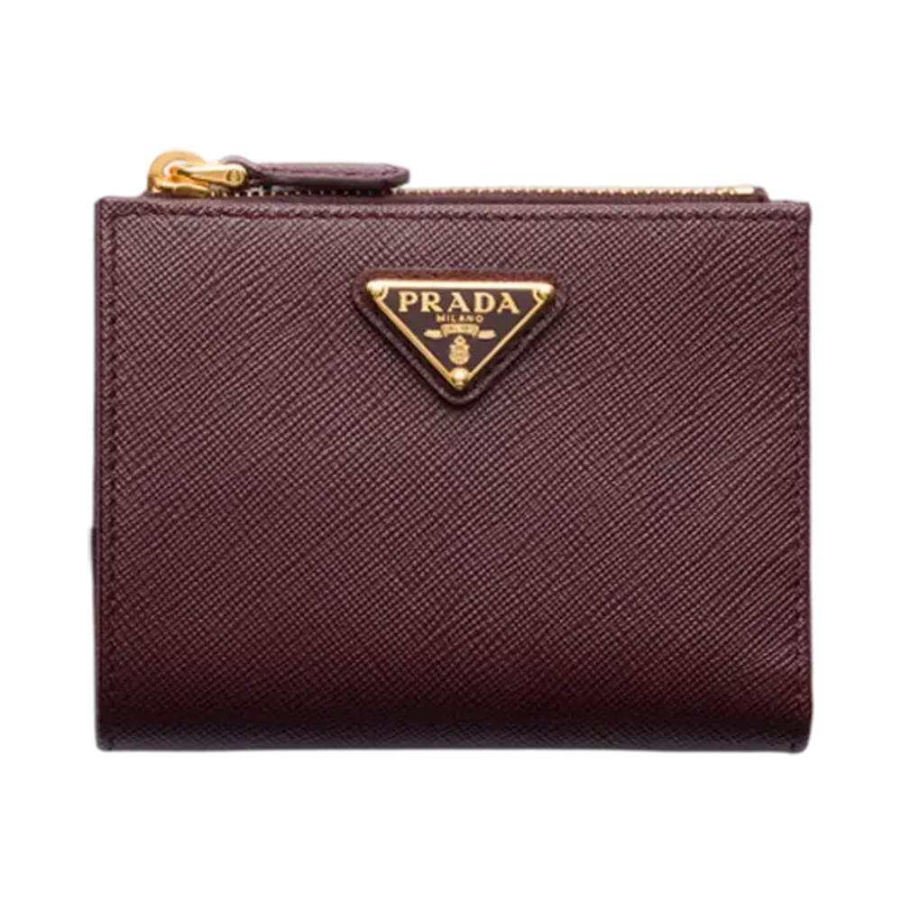 PRADA Saffiano Triangle Wallet "Bordeaux"