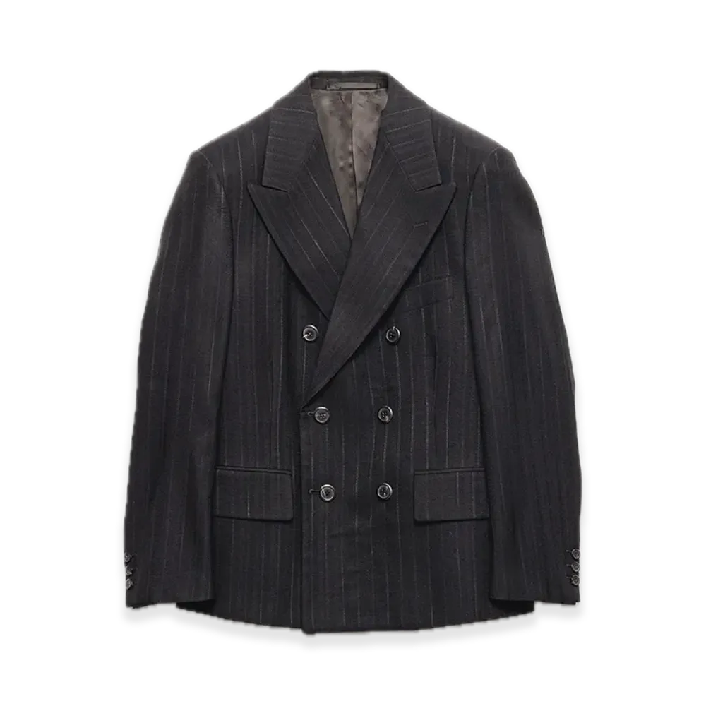PRADA Double-Breasted Wool Blend Jacket "Black"