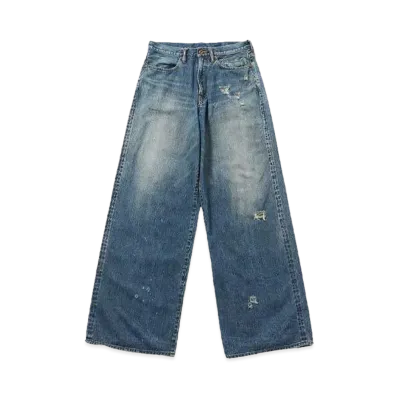 SUGARHILL FADED MODERN DENIM WIDE TROUSERS "FADED INDIGO"