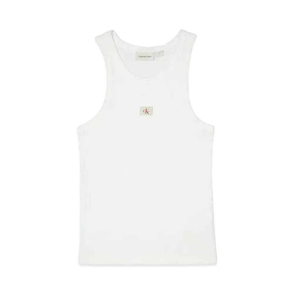 Calvin Klein Jeans WOVEN LABEL RIB TANK TOP "Bright White"