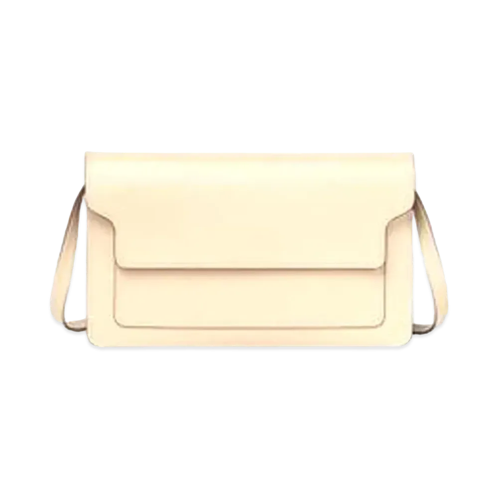 Marni TRUNK Saffiano Calfskin Clutch Bag "Beige"