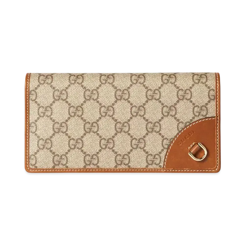 GUCCI GG Emblem Continental Wallet "Beige/Brown"