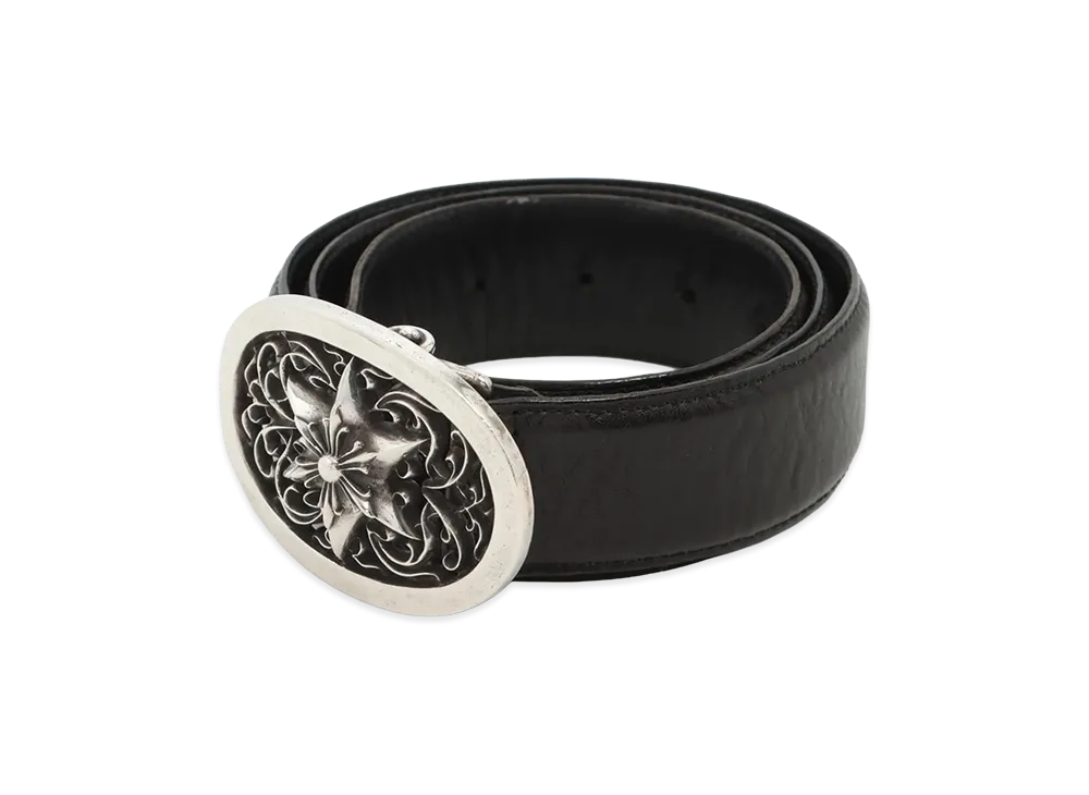 Chrome Hearts Classic Oval Star Leather Belt "Silver/Black"