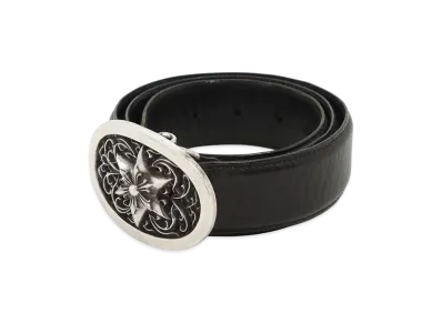 Chrome Hearts Classic Oval Star Leather Belt "Silver/Black"