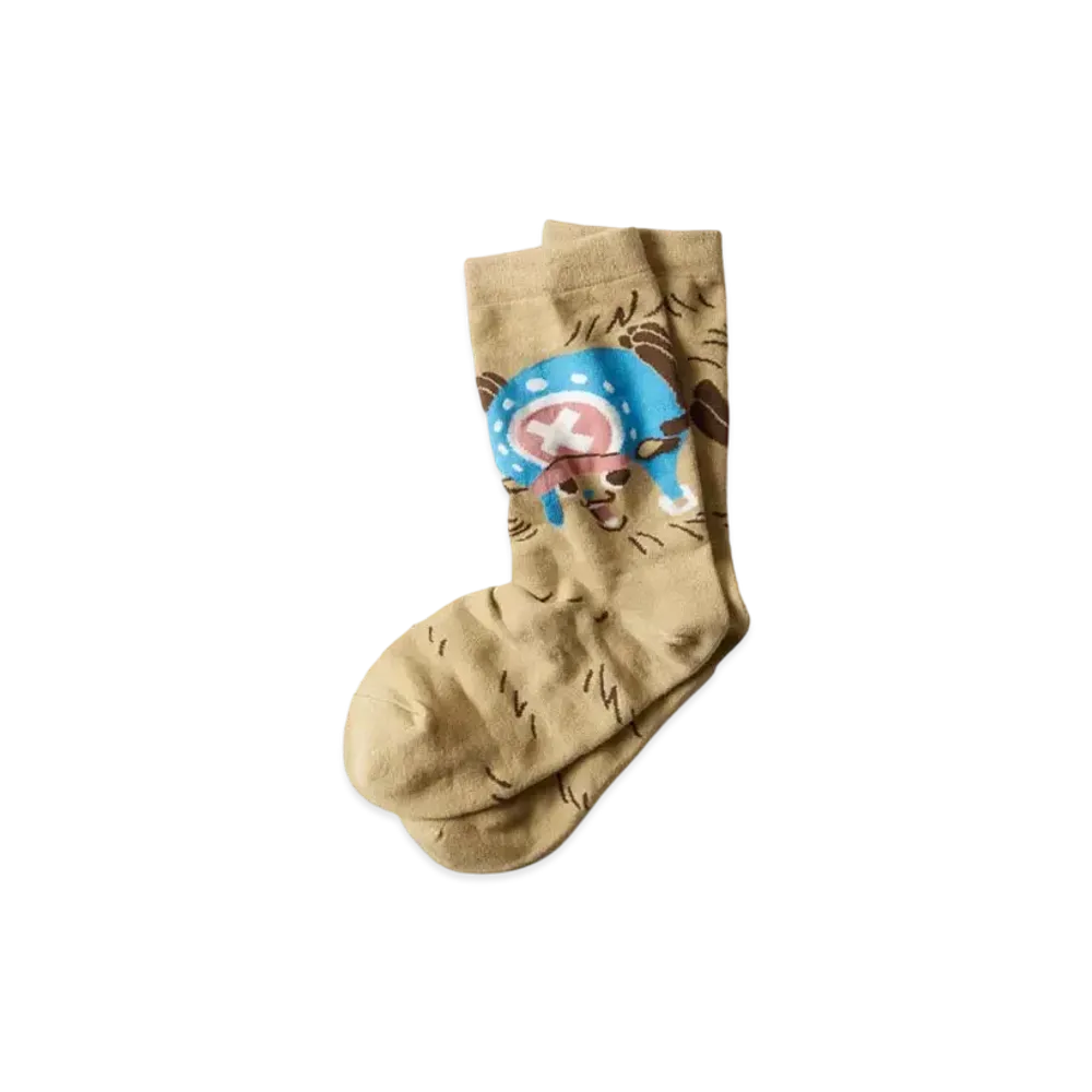 graniph x ONE PIECE Guard Point Middle Socks "Beige"
