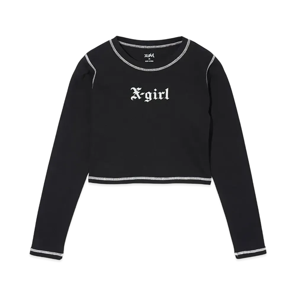 X-Girl Old English L/S Baby Tee "Black"