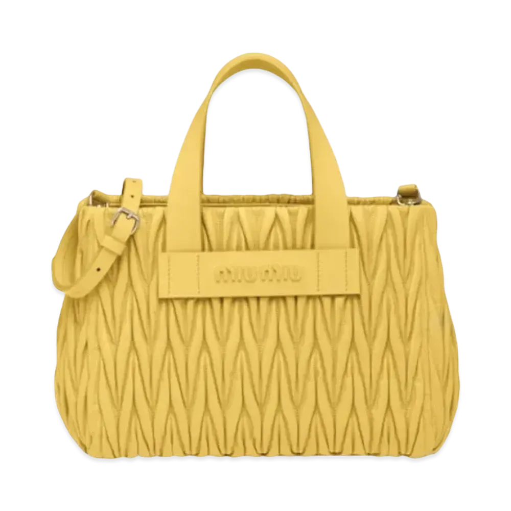 MIU MIU Materasse Leather Handbag "Yellow"