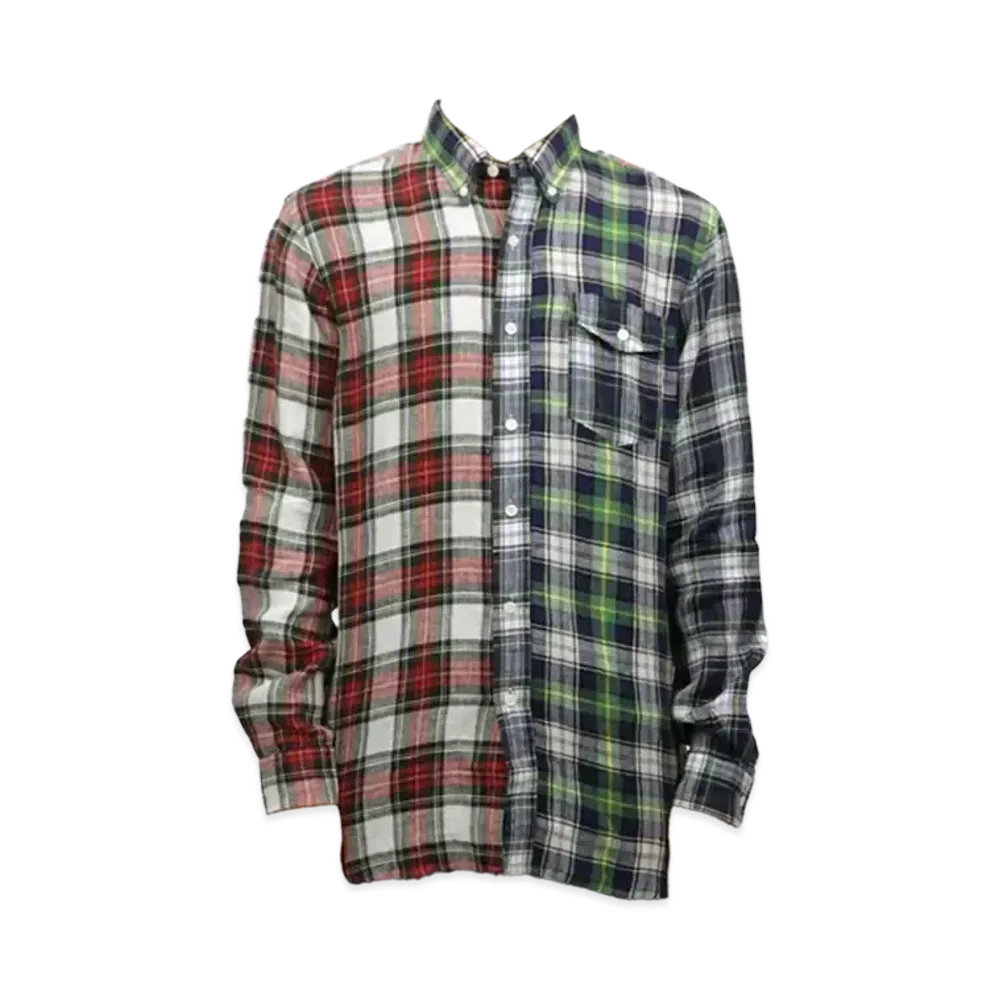 Polo Ralph Lauren Patchwork Plaid Linen Shirt "Green/Red"