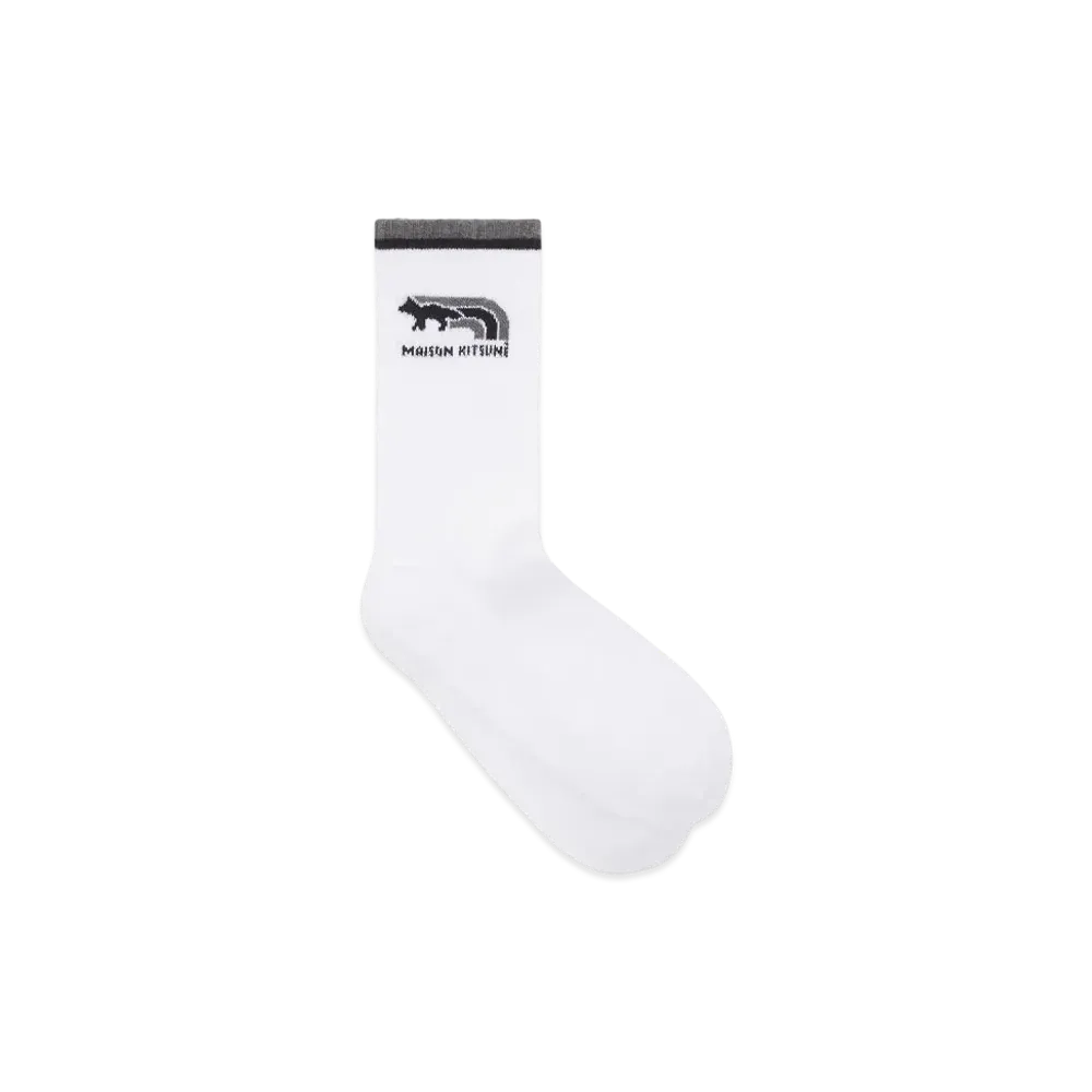 Maison Kitsune Flash Fox Sports Socks "Gunmetal Grey"