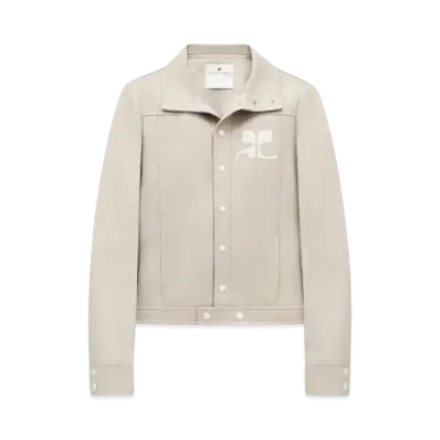 Courreges Men's Reedition Vinyl Jacket "Mastic Grey"