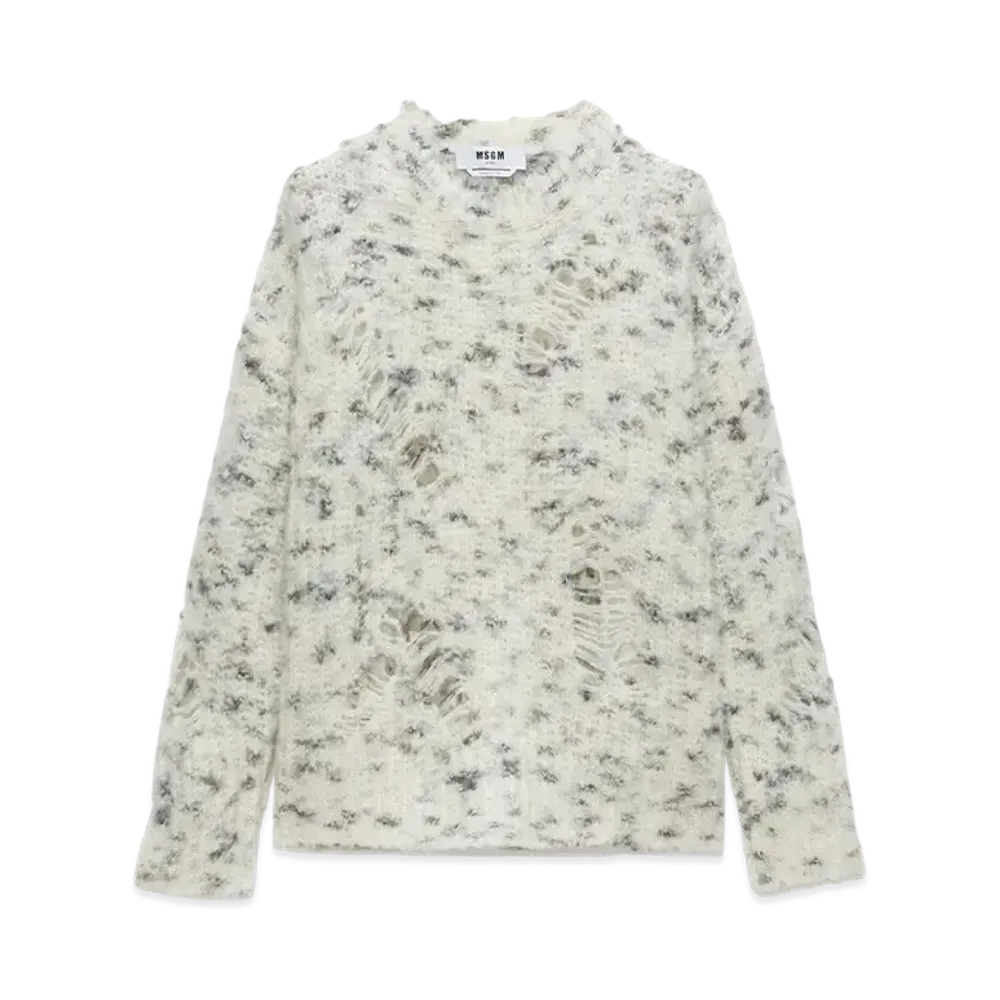 MSGM Beige Alpaca And Wool Sweater "White"