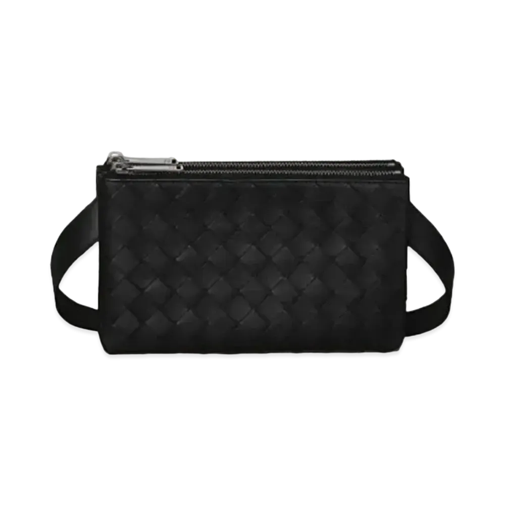 Bottega Veneta Intrecciato Leather Messenger Bag "Black"
