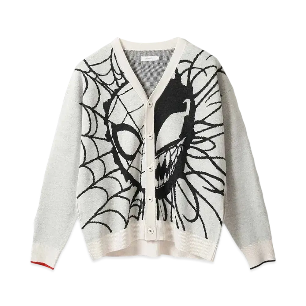 graniph x Spider Man Faith Washable Jacquard Cardigan "Ivory"