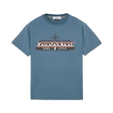 Stone Island 2NS82 COTTON JERSEY 'MIXED MEDIA ONE' PRINT_SLIM FIT "Teal"