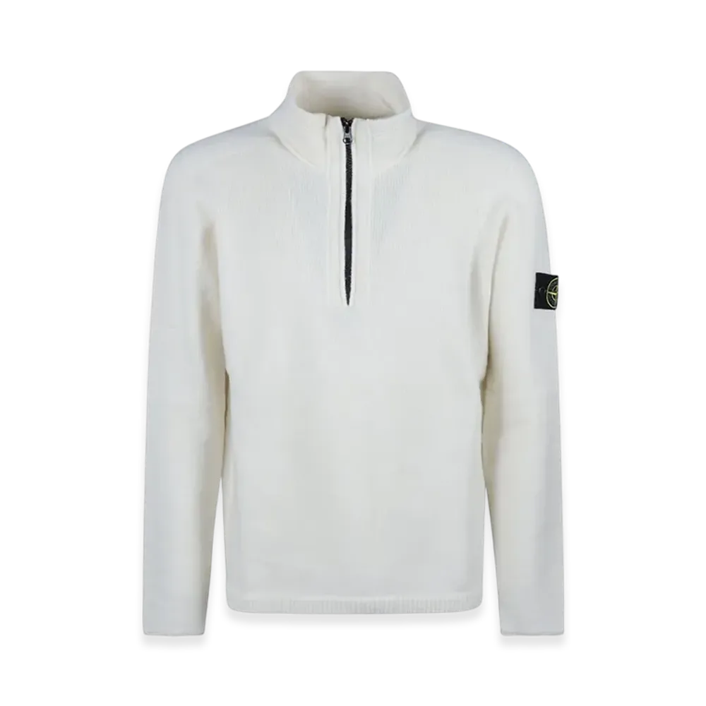 Stone Island 529A3 Partly Stocking Lambswool Half Zip Knit - 23FW "Off White"