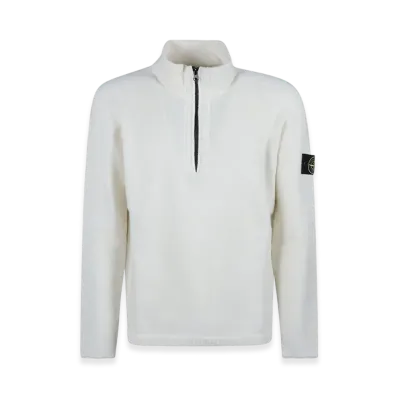 Stone Island 529A3 Partly Stocking Lambswool Half Zip Knit - 23FW "Off White"