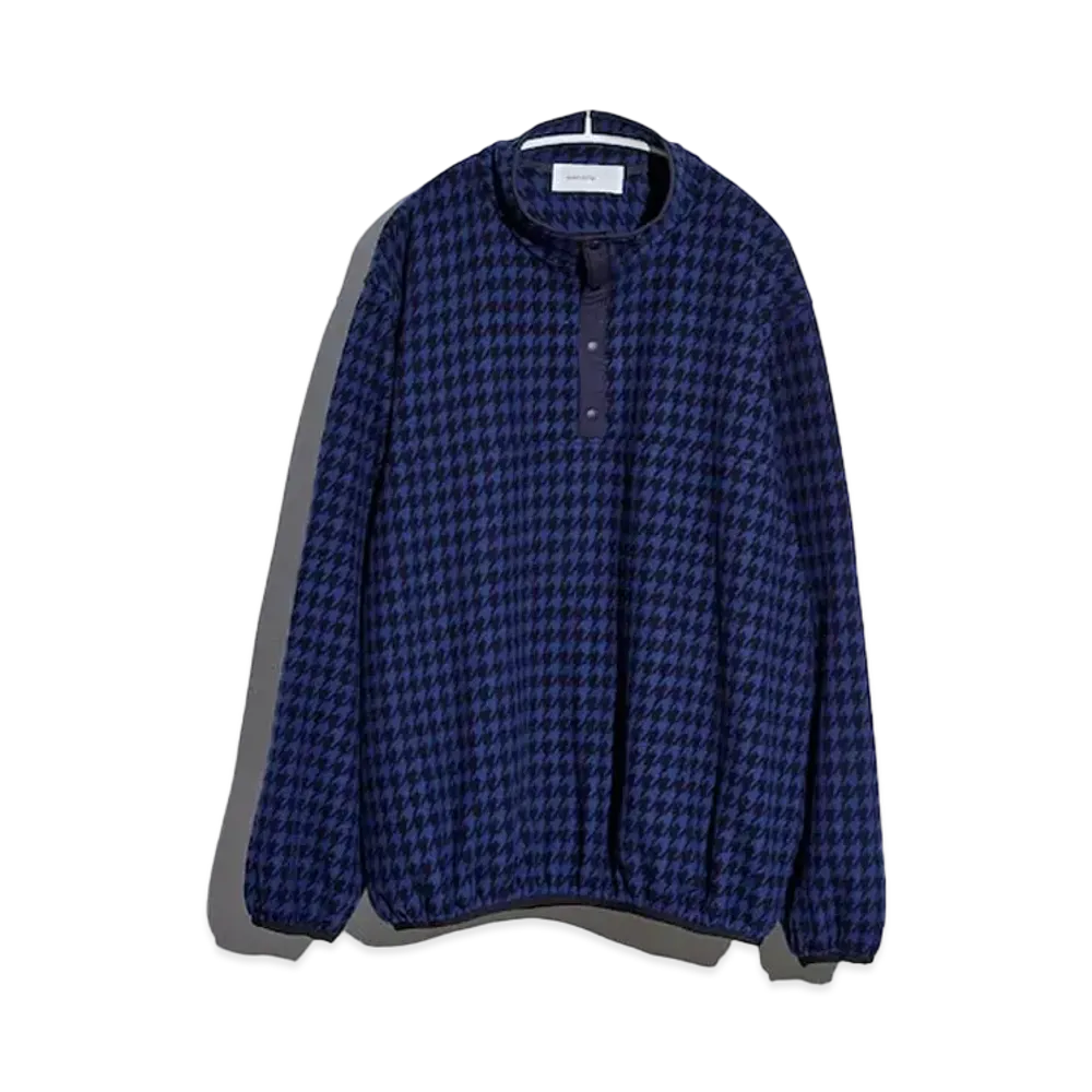 everyone Houndstooth Snap Pullover Fleece "Navy"