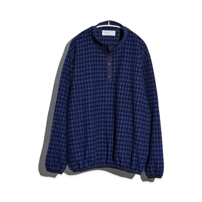 everyone Houndstooth Snap Pullover Fleece "Navy"