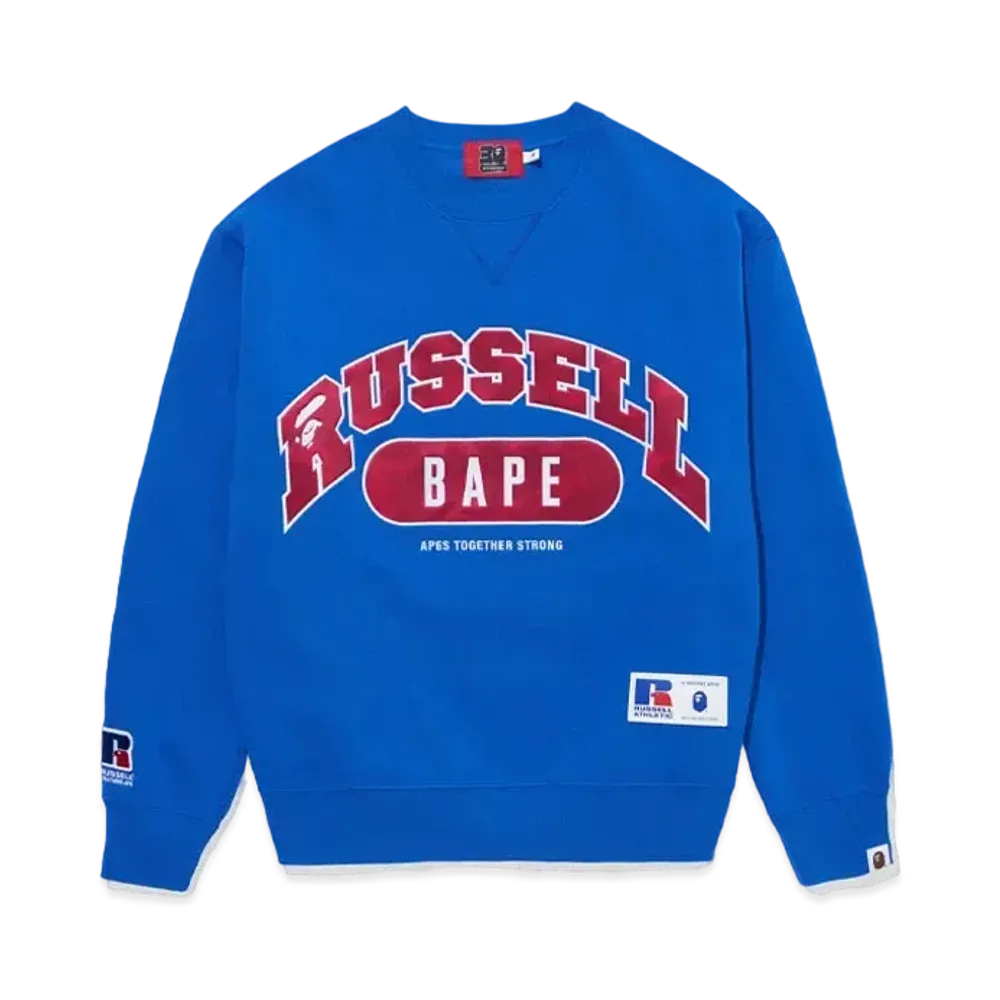 A BATHING APE x RUSSELL Crewneck Sweater "Blue"