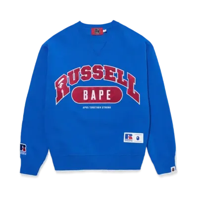 A BATHING APE x RUSSELL Crewneck Sweater "Blue"