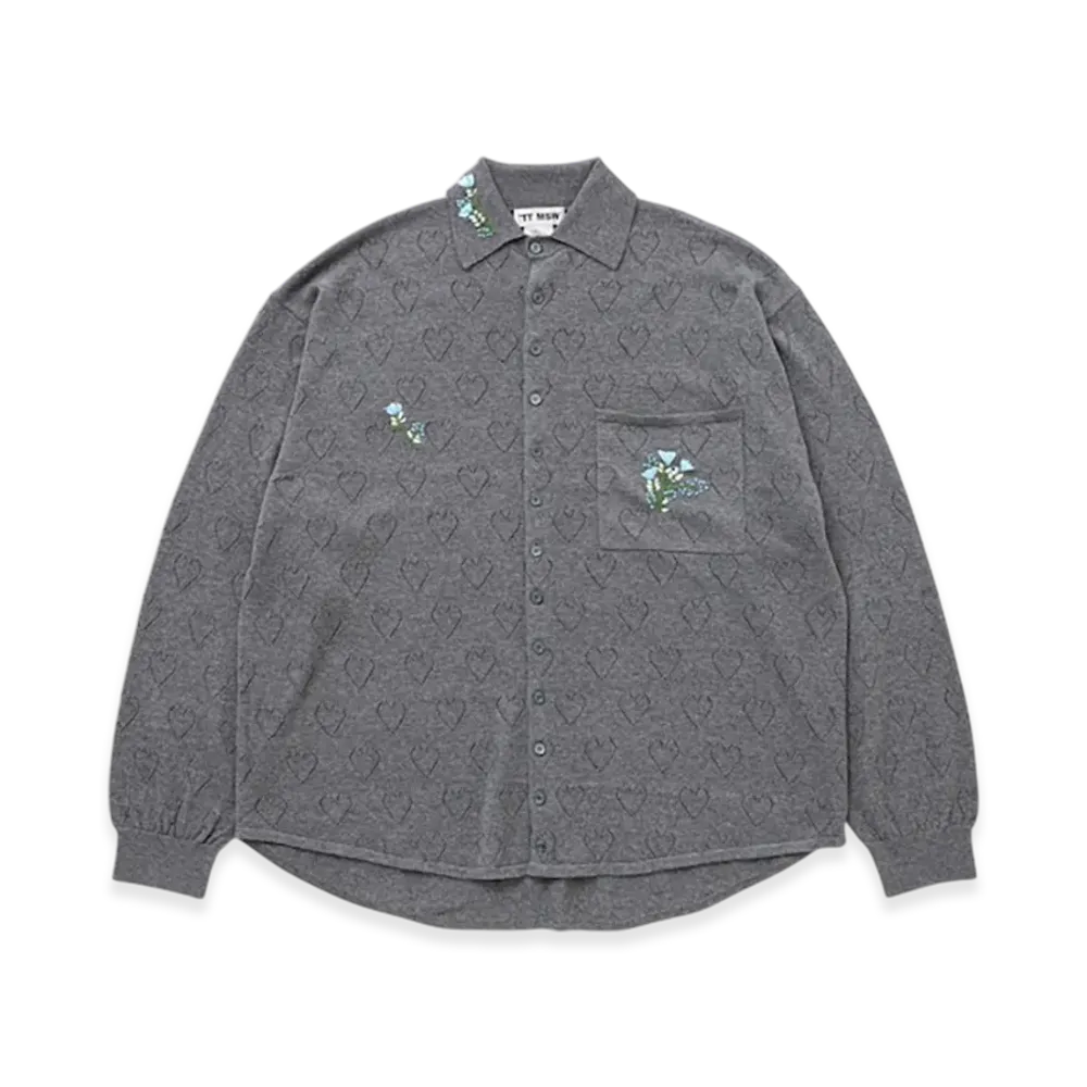 TTTMSW Flower Embroidery Knit Shirt "Grey"