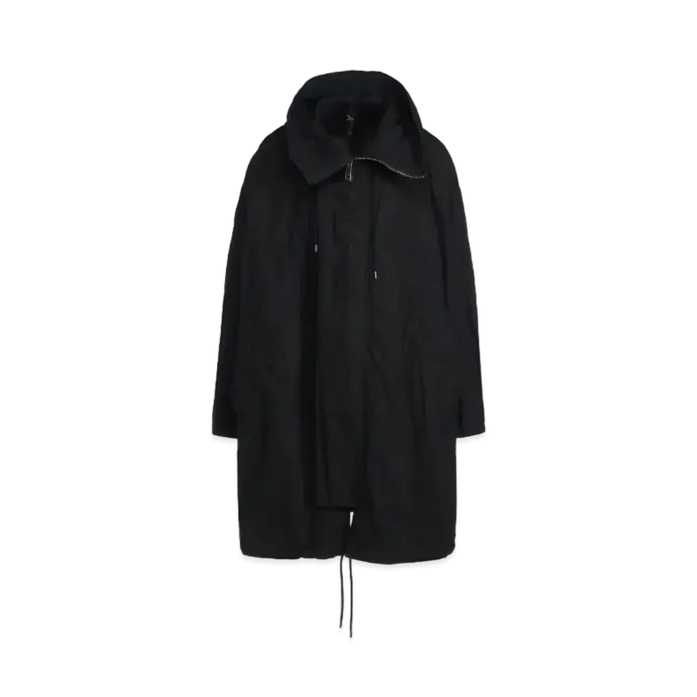 Yohji Yamamoto NY/C Cross High Neck Hooded Mods Coat "Black"